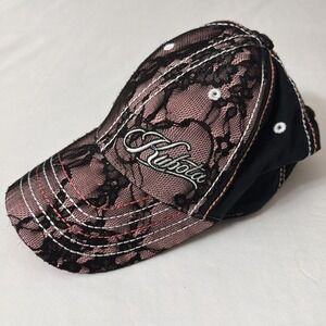 Choko x Kubota Women's Trucker Cap Pink & Black Hat Lace Panels Script Logo